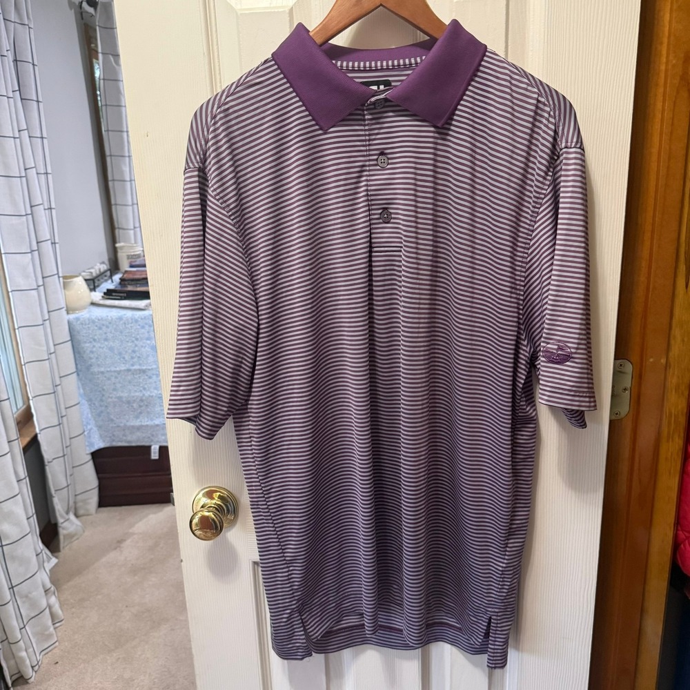 FootJoy FJ Iverness Club ProDry Golf Polo Shirt Purple Striped M Athleisure - Picture 8 of 11